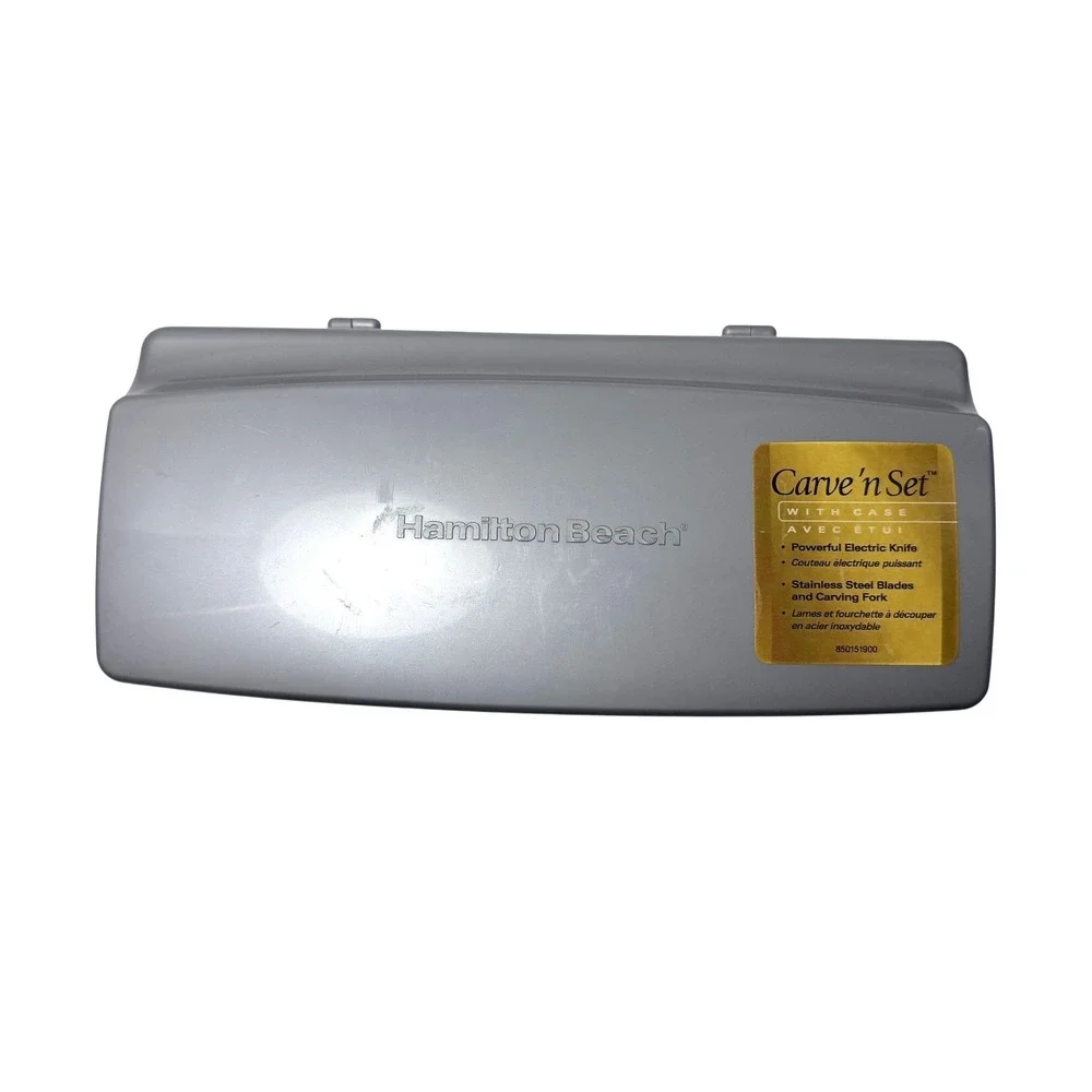 Hamilton Beach Carve'n Set Electric Knife Stainless Steel Blades Fork Case White